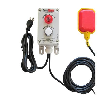 Sump Alarm Indoor/Outdoor, Sump Pump High Water Alarm, Power Indicator LED, 120V, 16 Foot Float SA-120V-2L-16